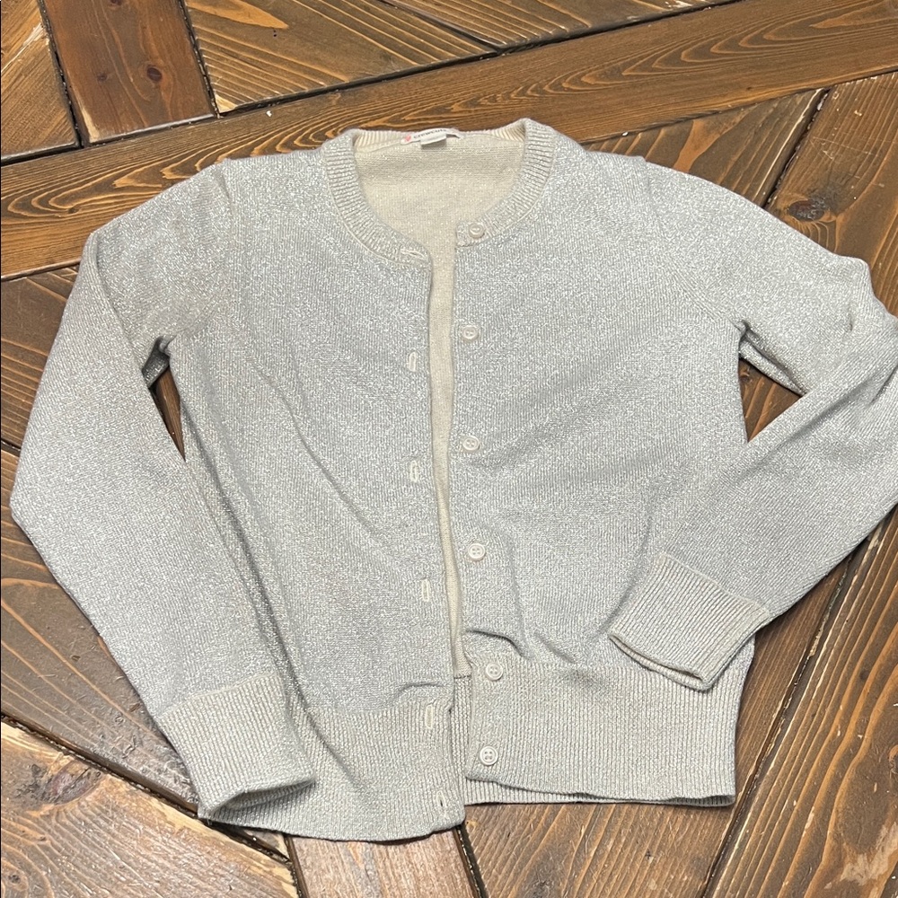 Crewcuts Girl’s Shimmering Silver Cardigan